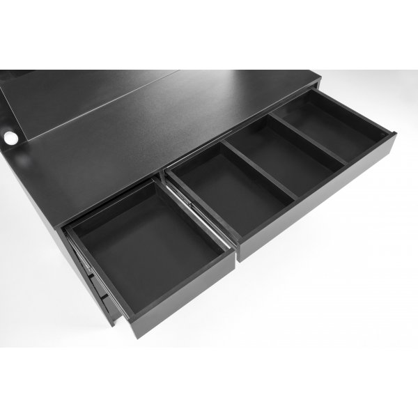 Svart sminkebord med belysning og oppbevaring - Facada Svart sminkebord med belysning og oppbevaring - Facada