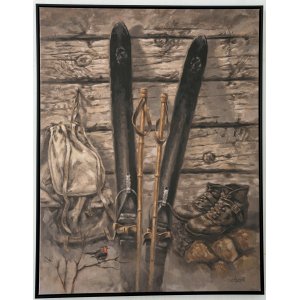 Lerret med sort plastramme - 70 x 90 cm - Ski