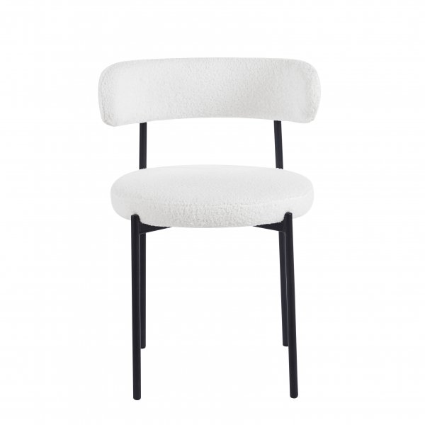Wilma-stol i hvit teddy med svarte ben