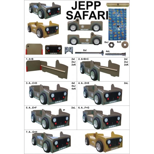 Jeep Allan barneseng - 90x190 cm Jeep Allan barneseng - 90x190 cm