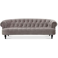 Chesterfield Oxford 3-seter buet sofa - Lysegrå fløyel Chesterfield Oxford 3-seter buet sofa - Lysegrå fløyel