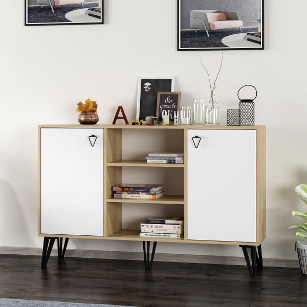 Ege skjenk - Eik/hvit