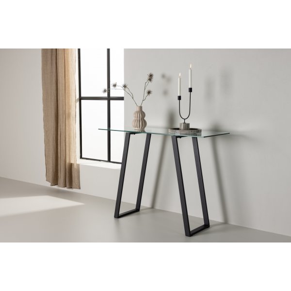 Horten avlastningsbord 100 x 40 cm - Sort/Transparent