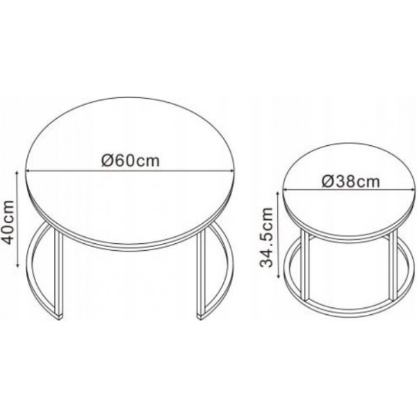 Ruffo salongbord 38/60 cm - Hvit marmor/gull