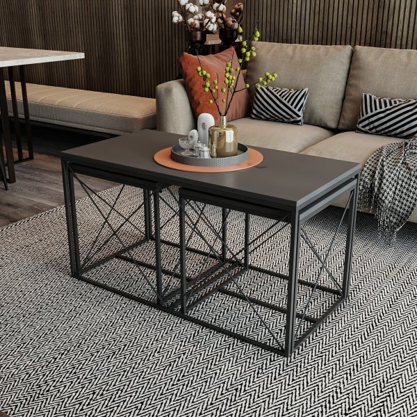 Ravina salongbord 45/100 x 45/50 cm - Antrasitt/svart Ravina salongbord 45/100 x 45/50 cm - Antrasitt/svart