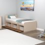 Akser enkeltseng med innebygget oppbevaring 190 x 90 cm - Lys valntt/beige