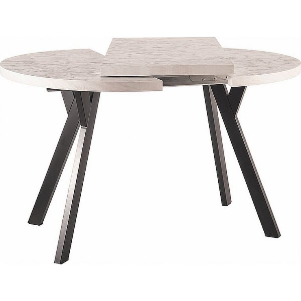 Mens uttrekkbar rundt spisebord 100x168 x 100 cm - Hvit marmorlaminat Mens uttrekkbar rundt spisebord 100x168 x 100 cm - Hvit marmorlaminat