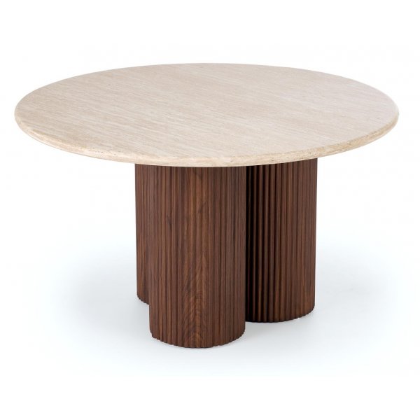 Salongbord i mokka med travertinplate 80 cm Salongbord i mokka med travertinplate 80 cm