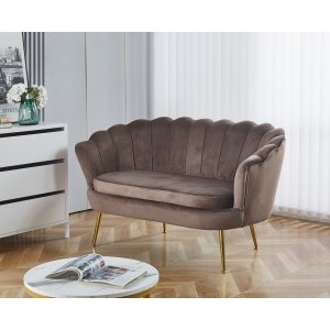 Musslan 2-seters sofa - Brun / messing + Mbelpleiesett for tekstiler