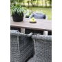 Oxford utendrs spisegruppe: brunsyret bord 220 cm, inkludert 6 stk. Mercury lenestoler i gr kunstrotting