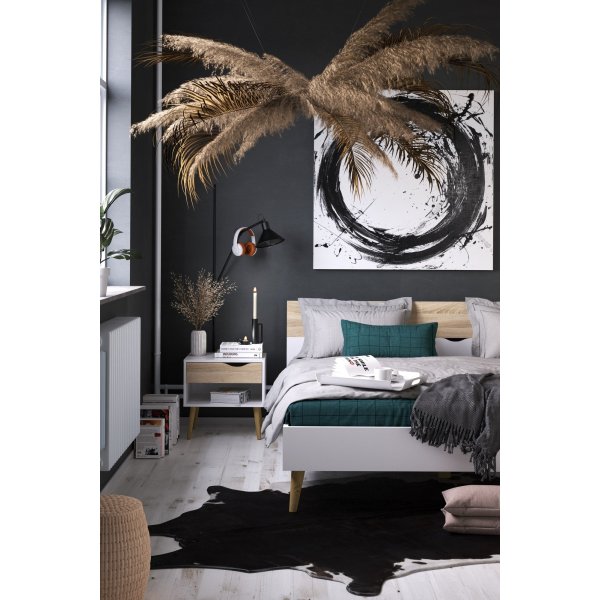 Oslo nattbord - Hvit/eik