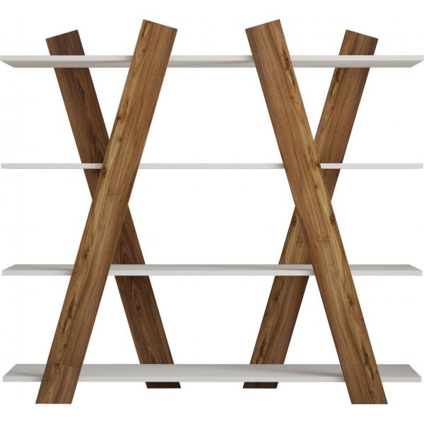 Exit bokhylle - Hvit/valnøtt Exit bokhylle - Hvit/valnøtt