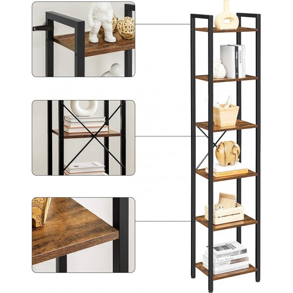 Petter bokhylle 40 x 187,5 cm - Brun/svart Petter bokhylle 40 x 187,5 cm - Brun/svart