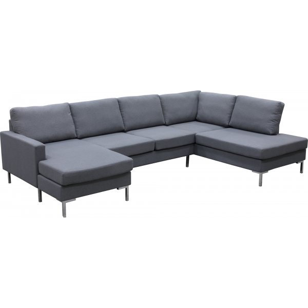 Nova gr� U-formet sofa med metallben - D2A