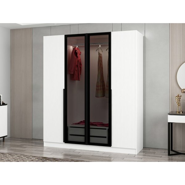 Cikani garderobe 180x52x210 cm - Hvit/fume Cikani garderobe 180x52x210 cm - Hvit/fume