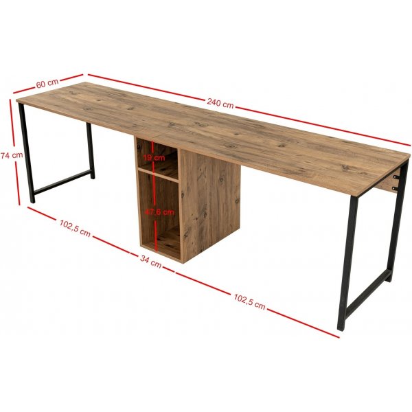 Twin skrivebord - Furu/svart Twin skrivebord - Furu/svart