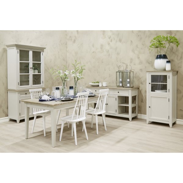 Hvaler vitrineskap - Antikkgr� / lysbeiset eik