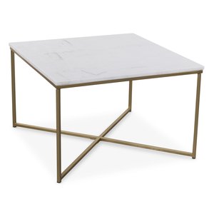 Maryland sofabord 75x75 cm - Hvit ekte marmor / Matt messing Maryland sofabord 75x75 cm - Hvit ekte marmor / Matt messing