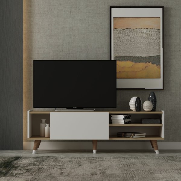 Crassia mediabenk - Safir eik/hvit Crassia mediabenk - Safir eik/hvit