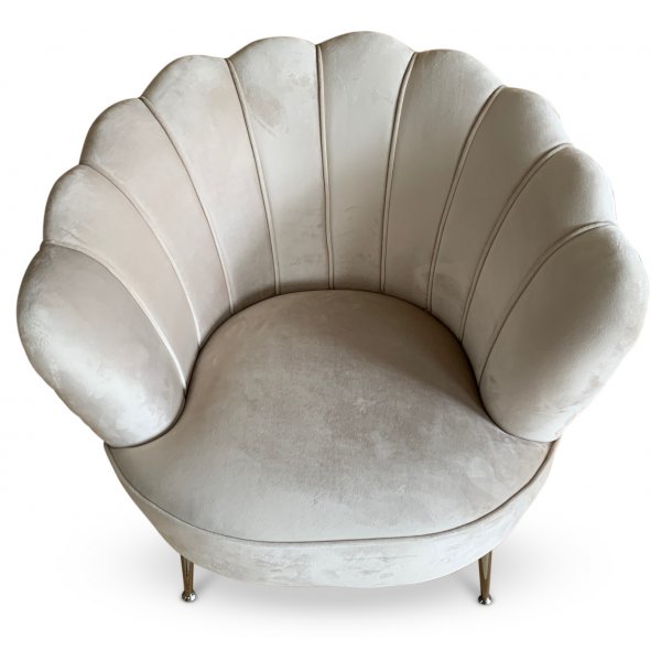 Snäckan lenestol - Gråbeige fløyel / Krom Snäckan lenestol - Gråbeige fløyel / Krom