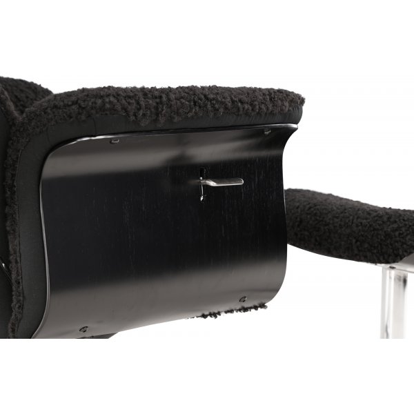 Hagn hvilestol med fotskammel - Sort / Krom + Tekstilrens for mbler