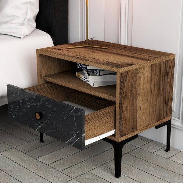 Lisboa nattbord - Valnøtt/svart Lisboa nattbord - Valnøtt/svart