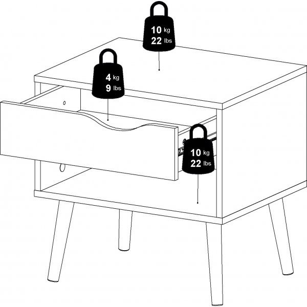 Oslo nattbord - Hvit/svart