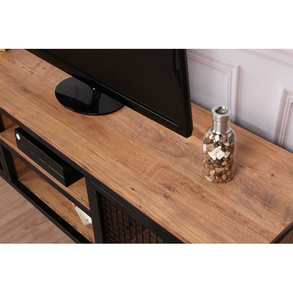 Zeno mediebenk - Furu/svart Zeno mediebenk - Furu/svart