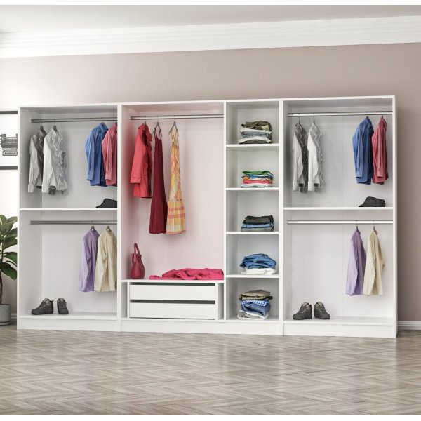 Rizada garderobe 315x52x210 cm - Hvit