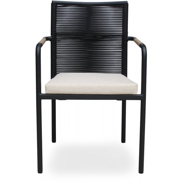 Skanör karmstol i svart tau - Svart/Teak Skanör karmstol i svart tau - Svart/Teak