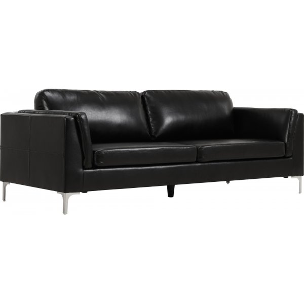 Sofa 3-seter sort PU - Cansas