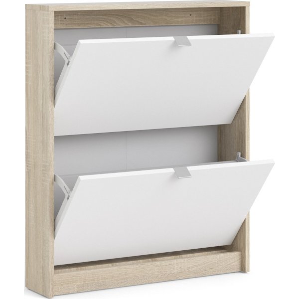 Sko skoskap med 2 rom - Eik/hvit Sko skoskap med 2 rom - Eik/hvit