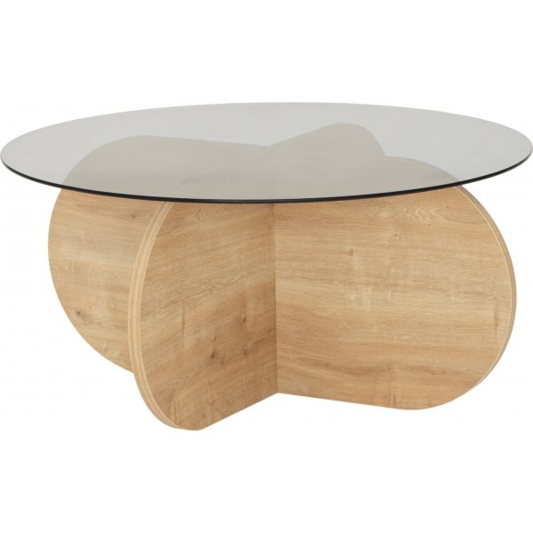 Boble salongbord 75 cm - Safir eik/rkt glass