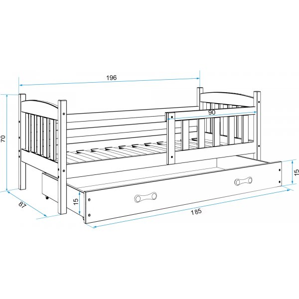 Kubus juniorseng med oppbevaringsboks - Alle farger og størrelser Kubus juniorseng med oppbevaringsboks - Alle farger og størrelser