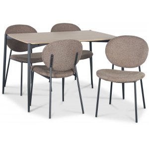 Lokrume spisegruppe Ø120 cm bord i lyst tre + 4 stk Tofta brune stoler Lokrume spisegruppe Ø120 cm bord i lyst tre + 4 stk Tofta brune stoler
