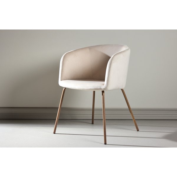 Spisestol Berit i beige fl�yel - ben i valn�tt st�l