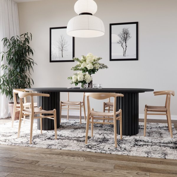 Spisegruppe PiPi ovalt spisebord 240 cm inkl 6 Berit spisestoler - Natur/repsits