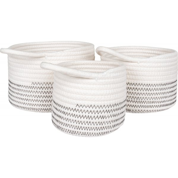 Kurvsett med 3 - Hvit/grå Kurvsett med 3 - Hvit/grå