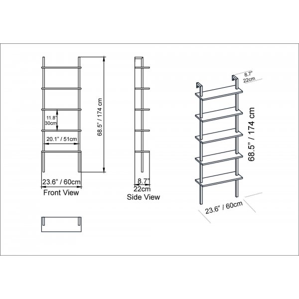 Piante bokhylle - Valnøtt/svart Piante bokhylle - Valnøtt/svart