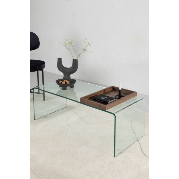 Telemark salongbord 110 x 50 cm - Gjennomsiktig/Valnøtt Telemark salongbord 110 x 50 cm - Gjennomsiktig/Valnøtt