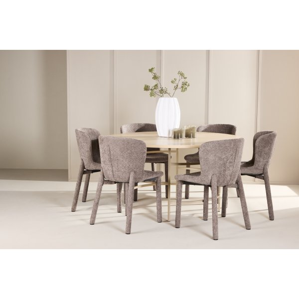 Kbenhavn spisebord med 6 Astoria stoler - Beige/hvitvask + 4.00 x Mbelftter