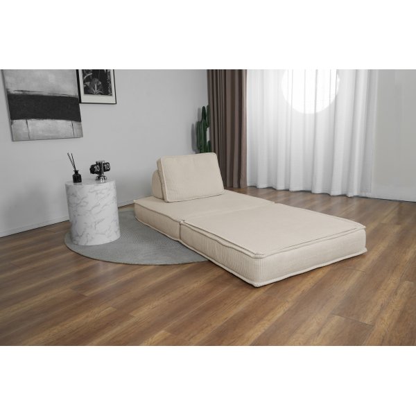 Beige kordflyelslenestol