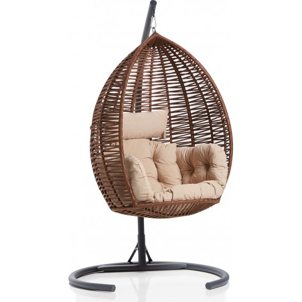 Saka hengestol - Brun/beige/svart + Tekstilpleie for møbler Saka hengestol - Brun/beige/svart + Tekstilpleie for møbler