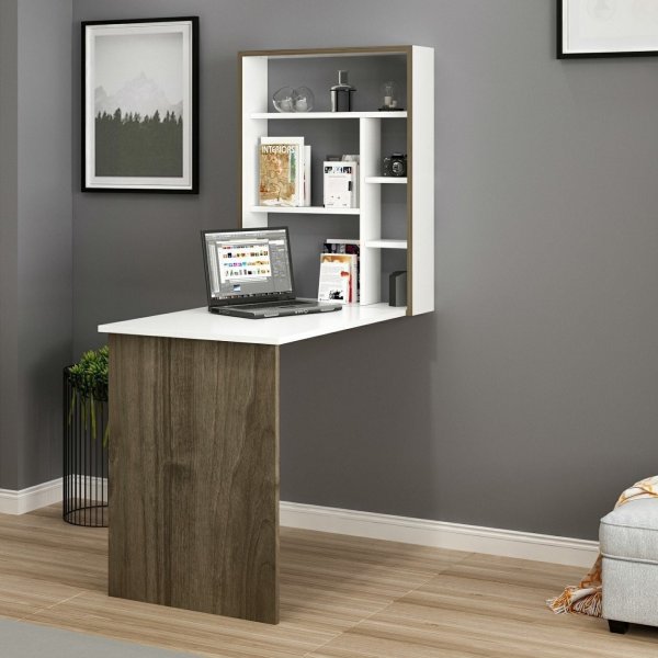 Magicbox skrivebord 77 x 58 cm - Hvit/eik