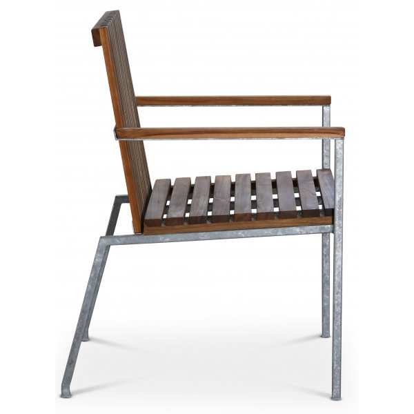 Alva spisegruppe 190x90 cm inkl. 4 stk. stoler – Teak/galvanisert metall Alva spisegruppe 190x90 cm inkl. 4 stk. stoler – Teak/galvanisert metall