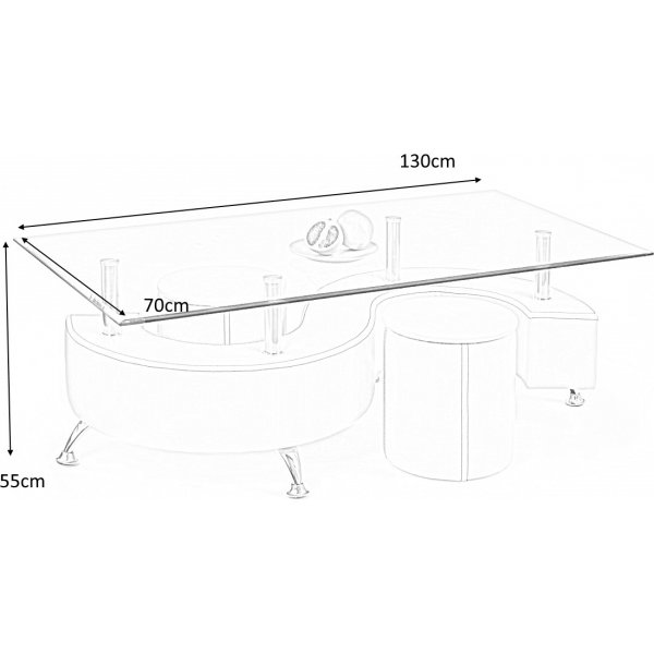 Meeting sofabord med sittepuffer - Fløtefarget ekstra høy Meeting sofabord med sittepuffer - Fløtefarget ekstra høy