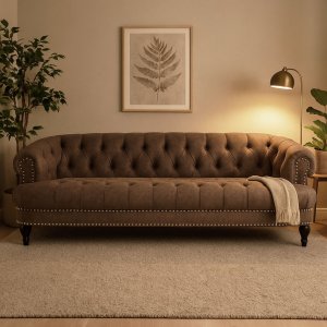 Sofa Chesterfield 3-seters sofa i brunt Sofa Chesterfield 3-seters sofa i brunt