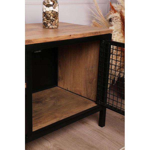 Zeno mediebenk - Furu/svart Zeno mediebenk - Furu/svart