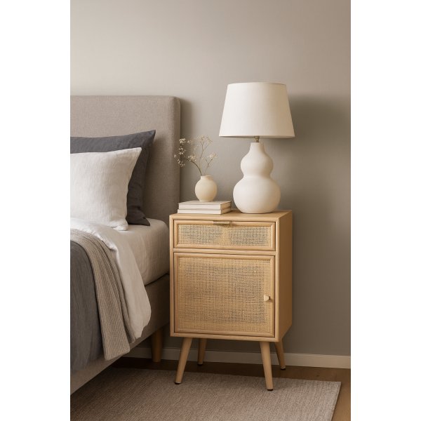 Nattbord i rotting/eik - Stockholm + Flekkfjerner for møbler Nattbord i rotting/eik - Stockholm + Flekkfjerner for møbler