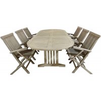 Ovalt Saltö spisebord i teak, med sommerfuglfunksjon. 180-240 cm - Grå teak Ovalt Saltö spisebord i teak, med sommerfuglfunksjon. 180-240 cm - Grå teak